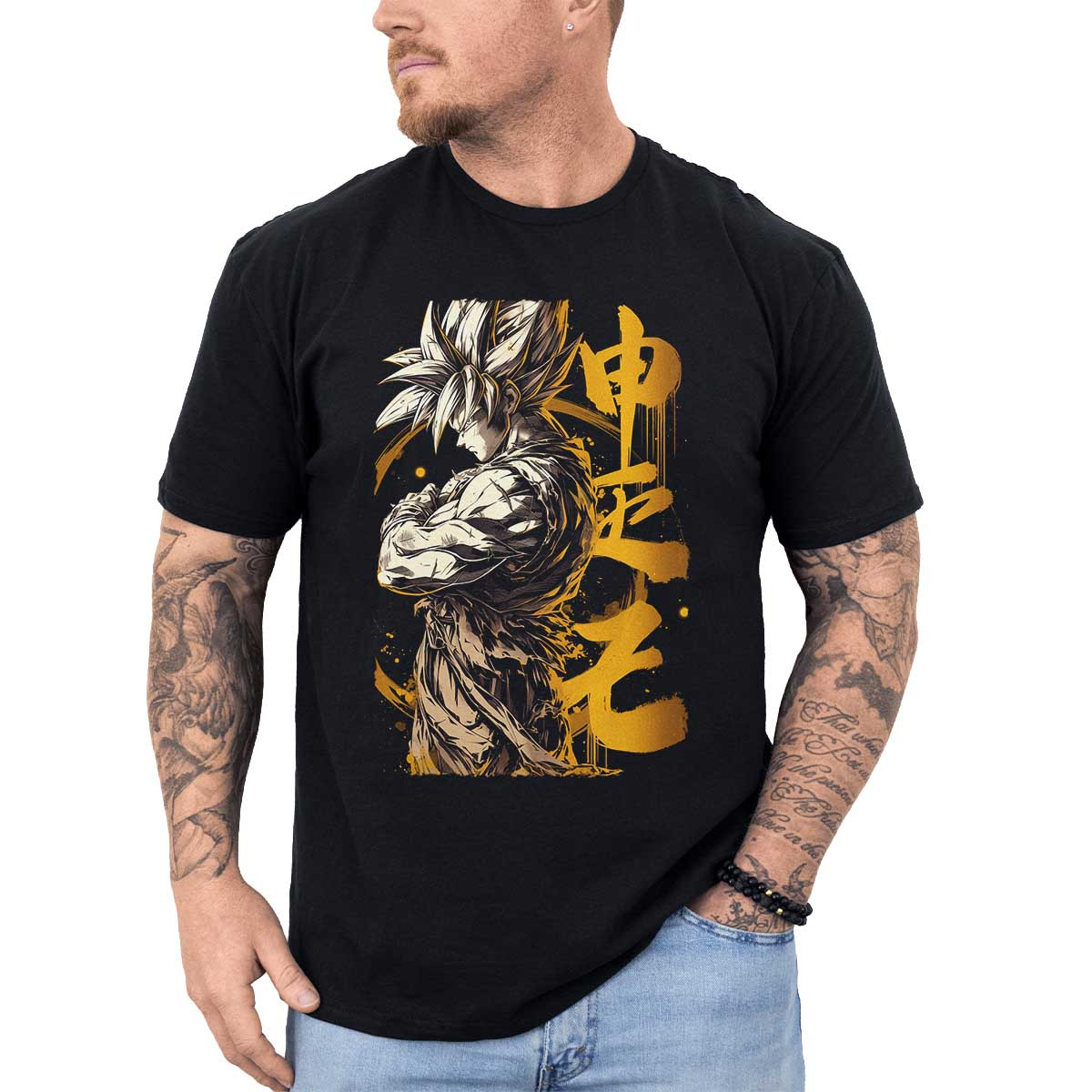 polera-anime-lisa-contraste-goku-en-armadura-saiyan-en-colores-oro-e-tinta