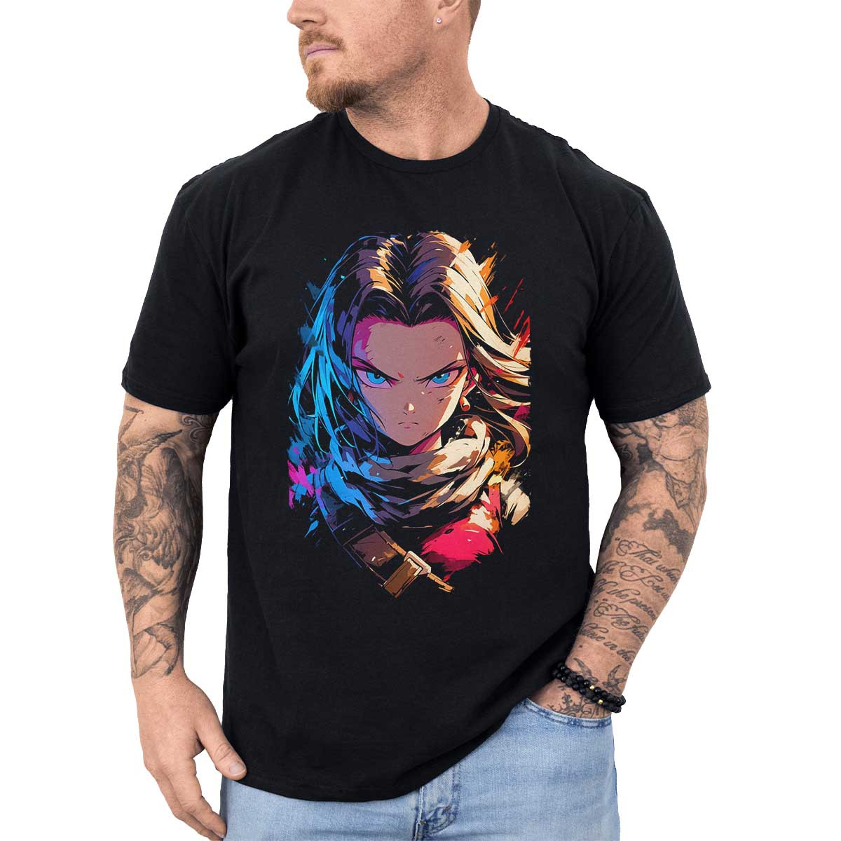 polera-anime-manga-corta-android-17-dragon-ball-sketch-colores-lechosos