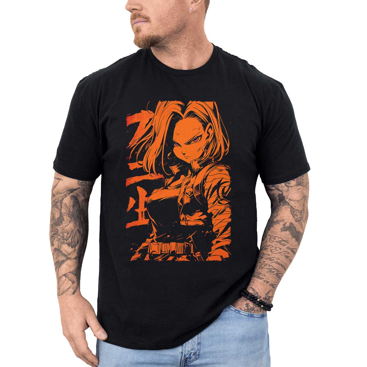 polera-anime-negro-creativo-con-android-18-en-naranja-quemado