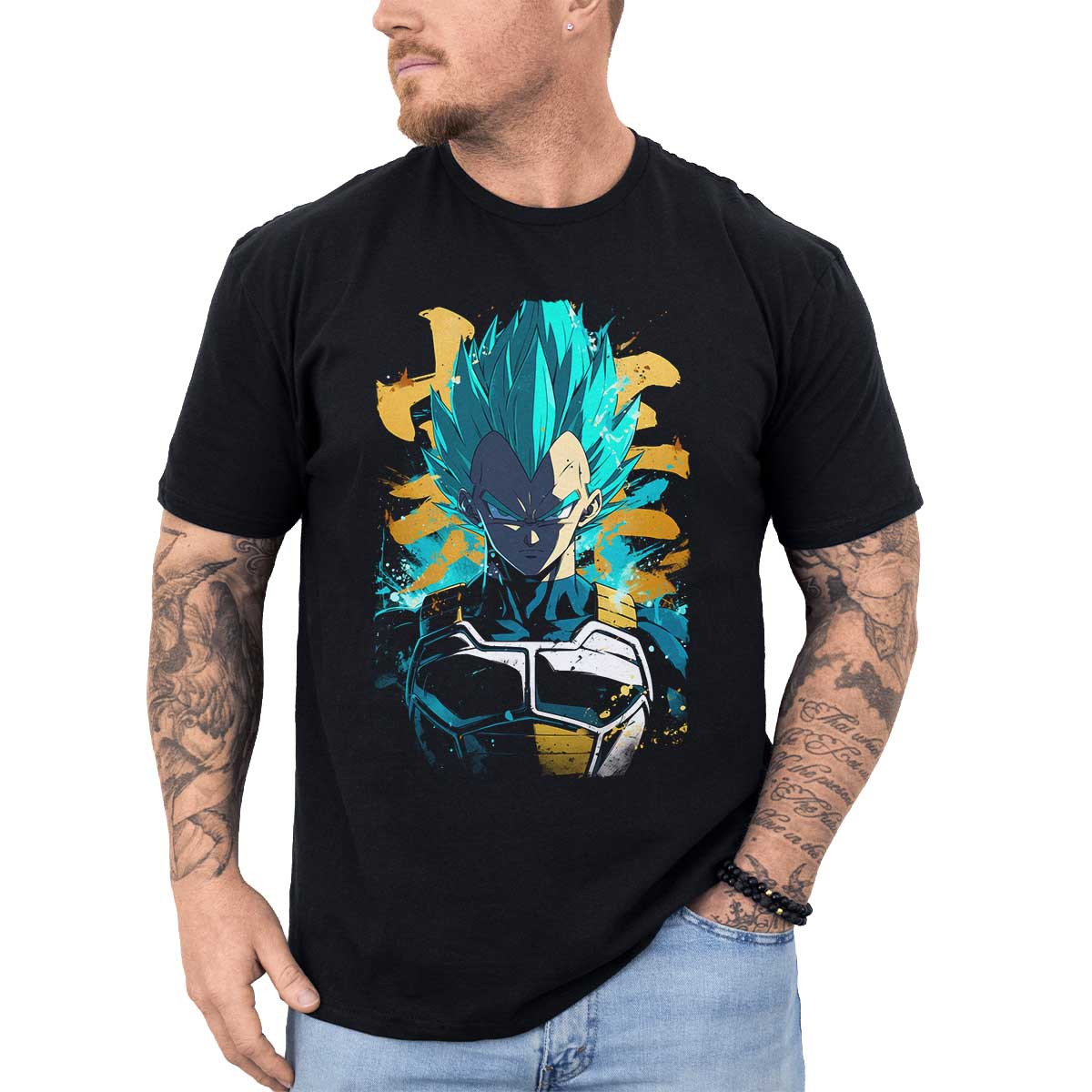 polera-anime-vegeta-saiyan-saga-cyan-colors
