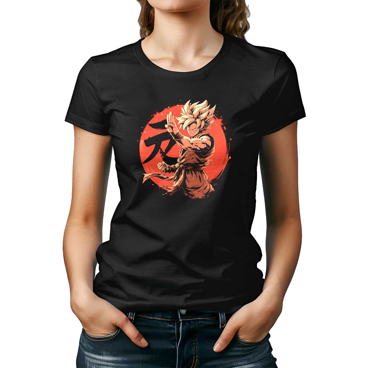 polera-con-goku-realizando-kamehameha-en-terracota-y-azul