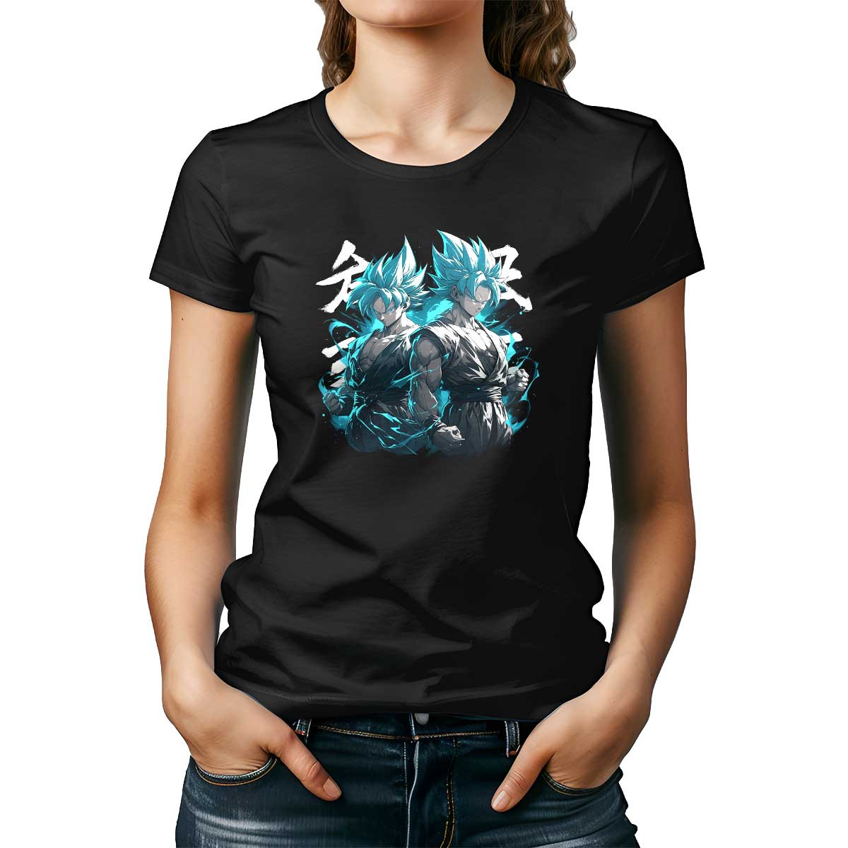 polera-goku-y-vegeta-en-tonos-mezclados-y-turquesa-impacto-visual