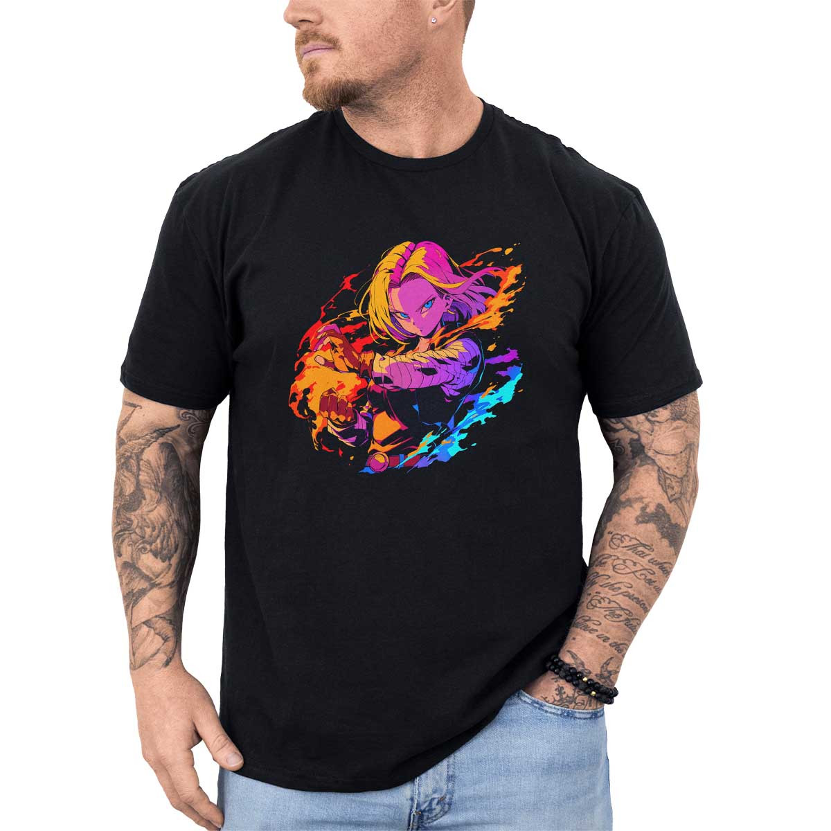 polera-hombre-anime-android-18-en-colores-brillantes-saffron