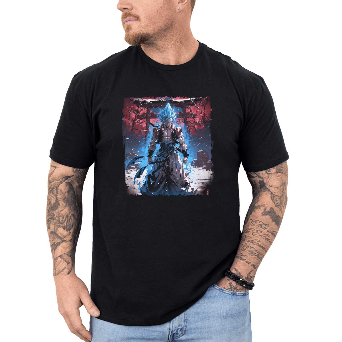 polera-hombre-anime-gogeta-cerezos-en-tonalidades-azul-y-blanco