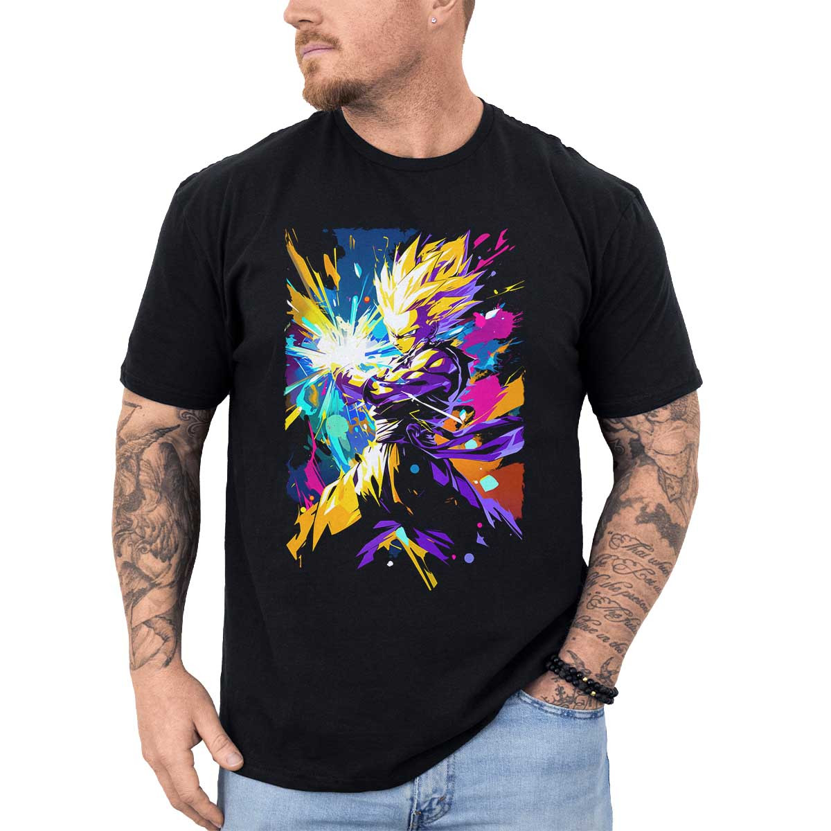 polera-hombre-anime-gohan-fighting-en-colores-solares