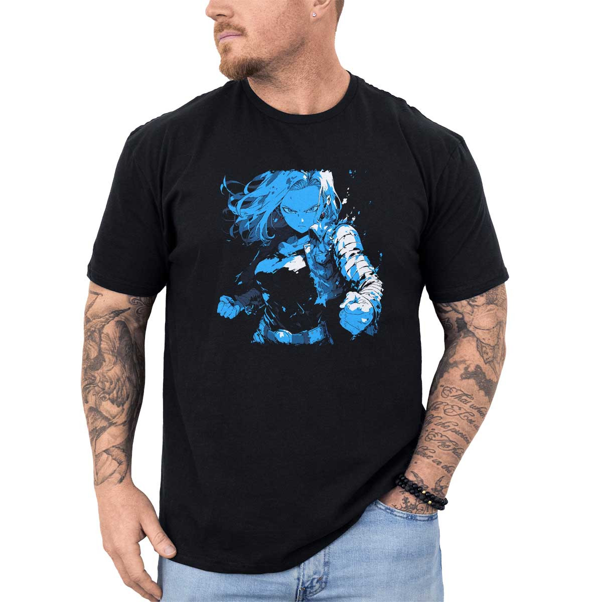 polera-hombre-anime-pelea-android-18-colores-saturados-y-cer-leos