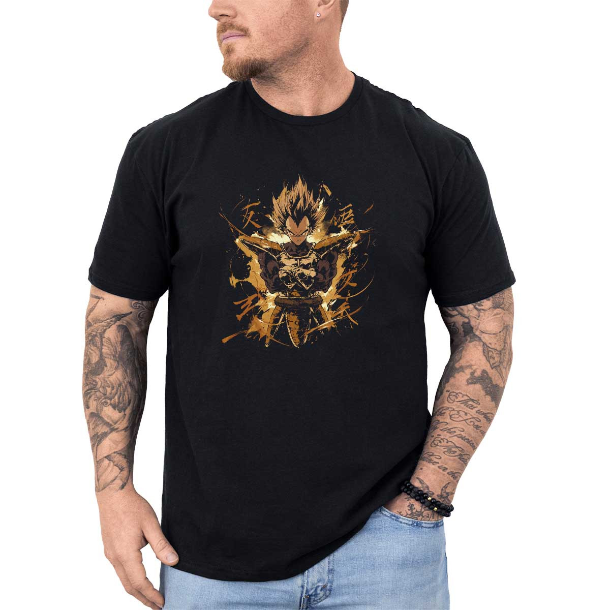 polera-hombre-anime-vegeta-en-armadura-saiyan-con-efecto-luminoso-en-tonos-tintados-y-chocolate