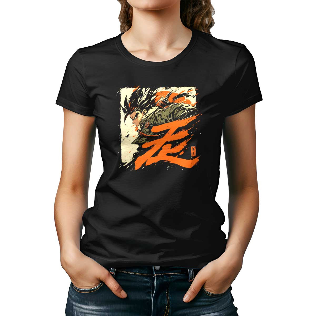 polera-mujer-gohan-ink-en-colores-oliva-y-durazno-alta-resoluci-n