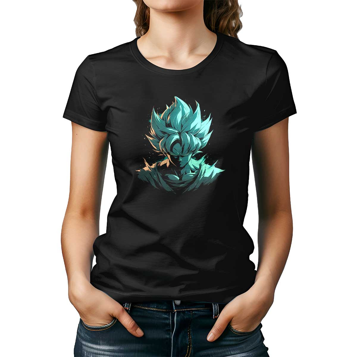 polera-mujer-goku-face-closeup-en-negro-y-menta