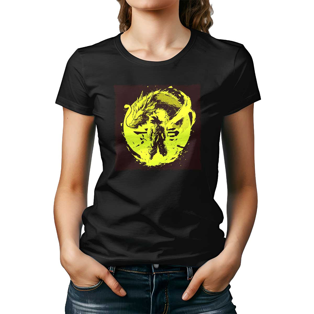 polera-mujer-minimalismo-goku-con-fuego-y-hielo-en-colores-verdes