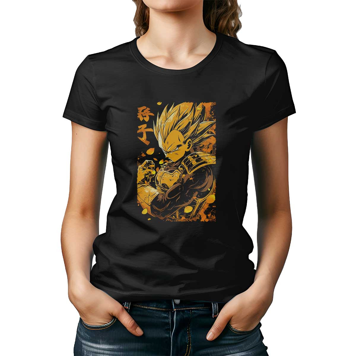 polera-mujer-vegeta-en-armadura-de-saiyan-arcoiris-y-dorado