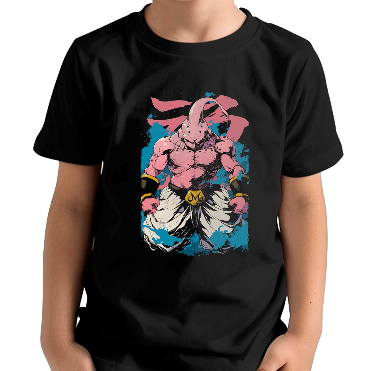 polera-ni-o-majin-buu-negro-en-estilo-ink-con-tonos-suavemente-saturados