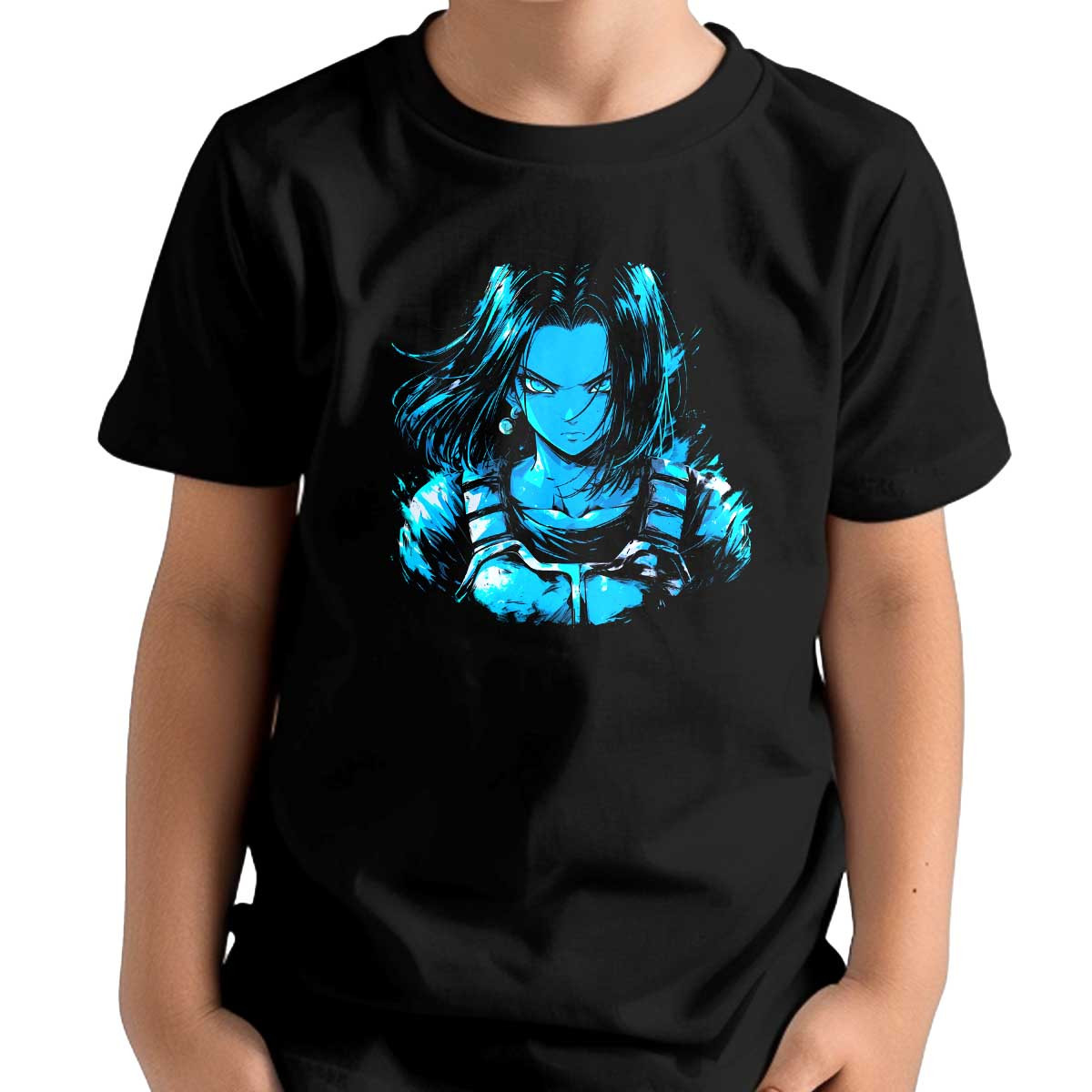 polera-ni-o-negra-android-17-con-mirada-decidida-en-azul-tiza-y-azul-cielo