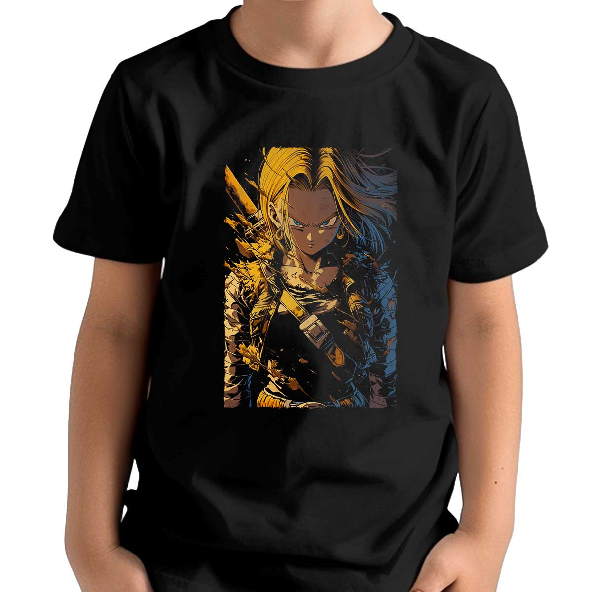 polera-ni-os-anime-android-18-luchando-en-colores-bronce