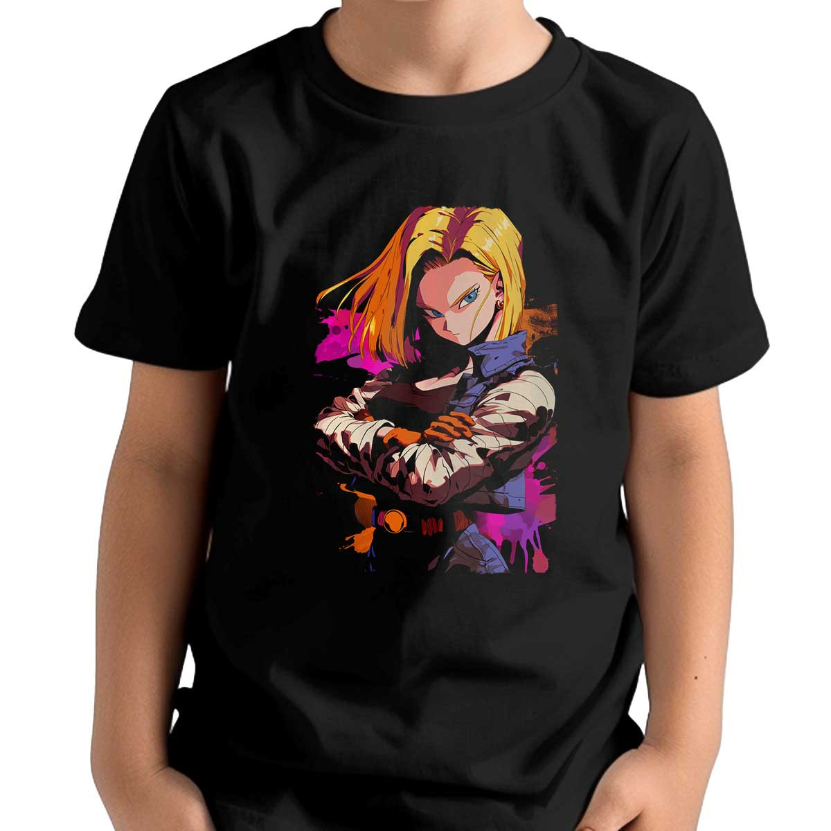 polera-unisex-con-android-18-en-colores-caramelo-y-ciruela