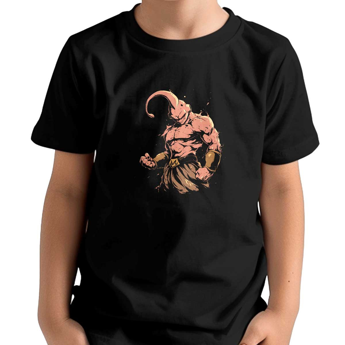 polera-unisex-majin-buu-con-mirada-decidida-en-colores-marr-n-y-tiza