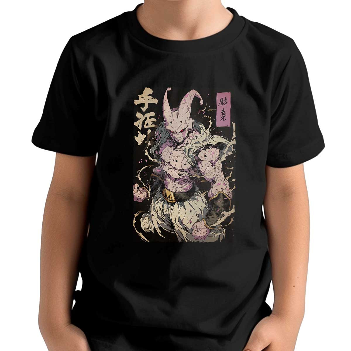 polera-unisex-majin-buu-en-pose-intensa-en-tan-y-lima-t34