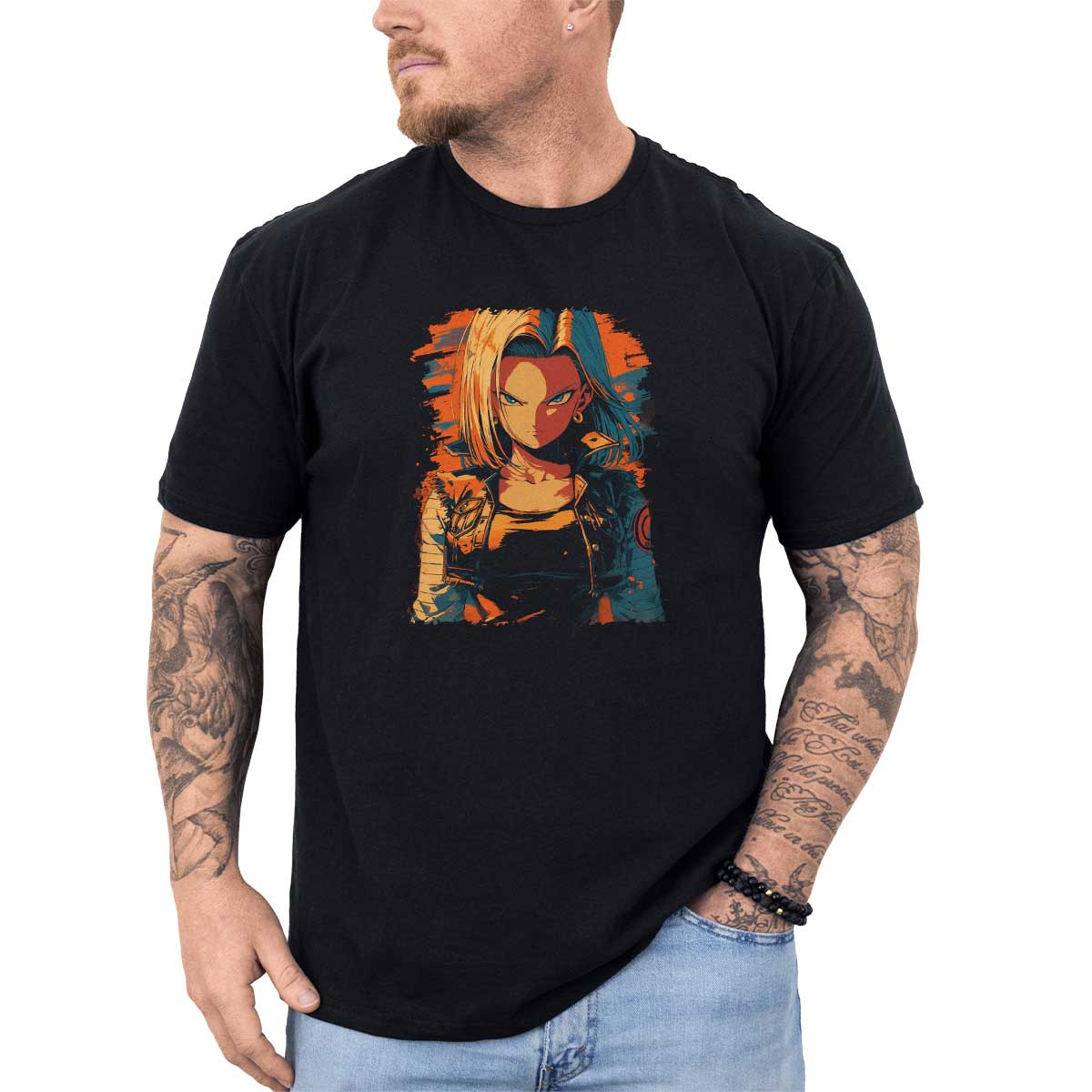 poleras-anime-android-18-cream-naranja-quemado
