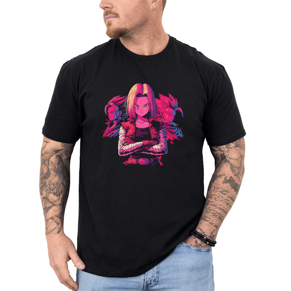 poleras-anime-android-18-en-armon-a-de-colores-mahogany-y-cardinal