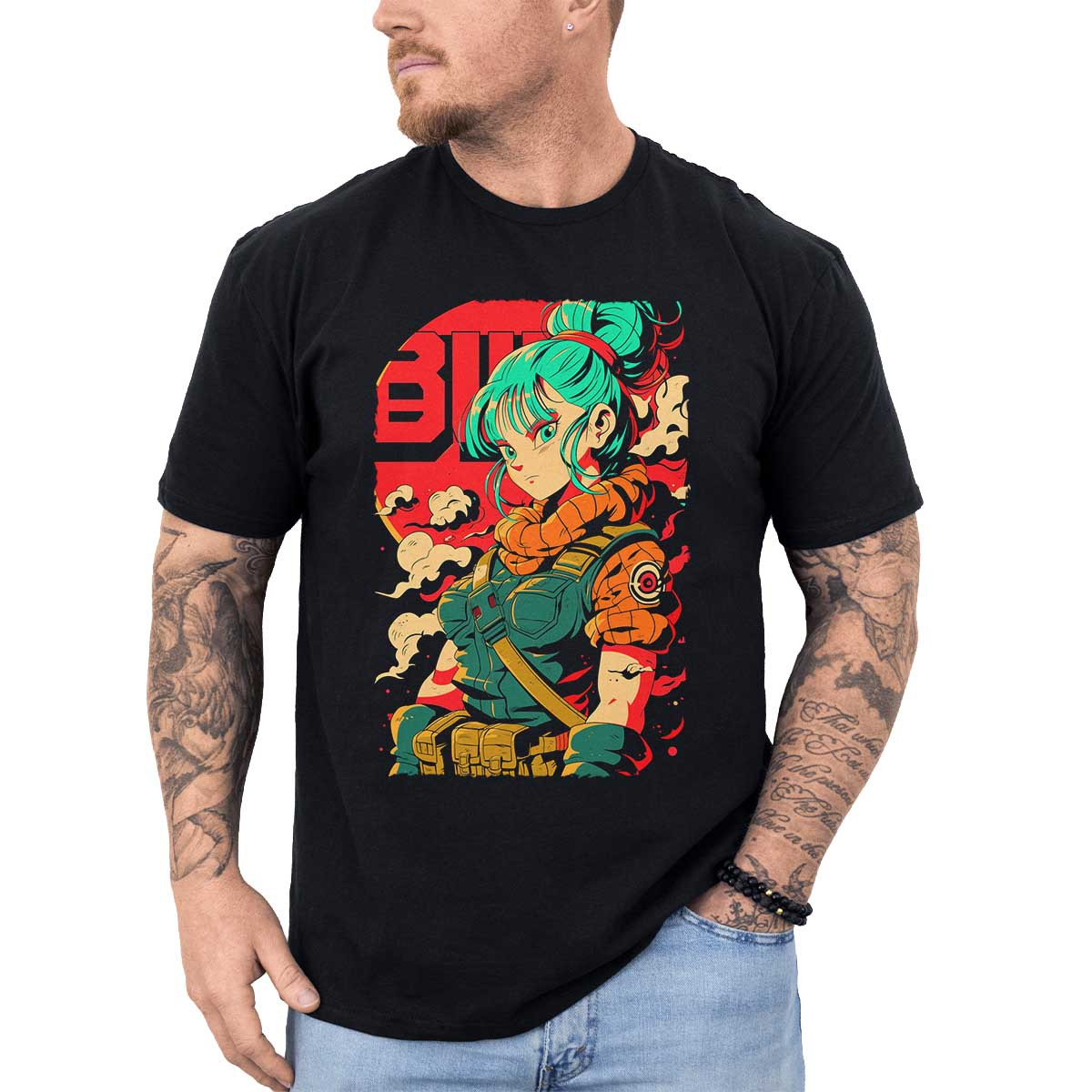 poleras-anime-bulma-full-power-en-colores-oliva