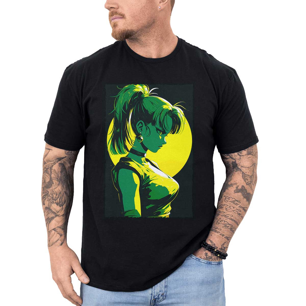poleras-anime-bulma-lienzo-gr-fico-minimalista-chartreuse