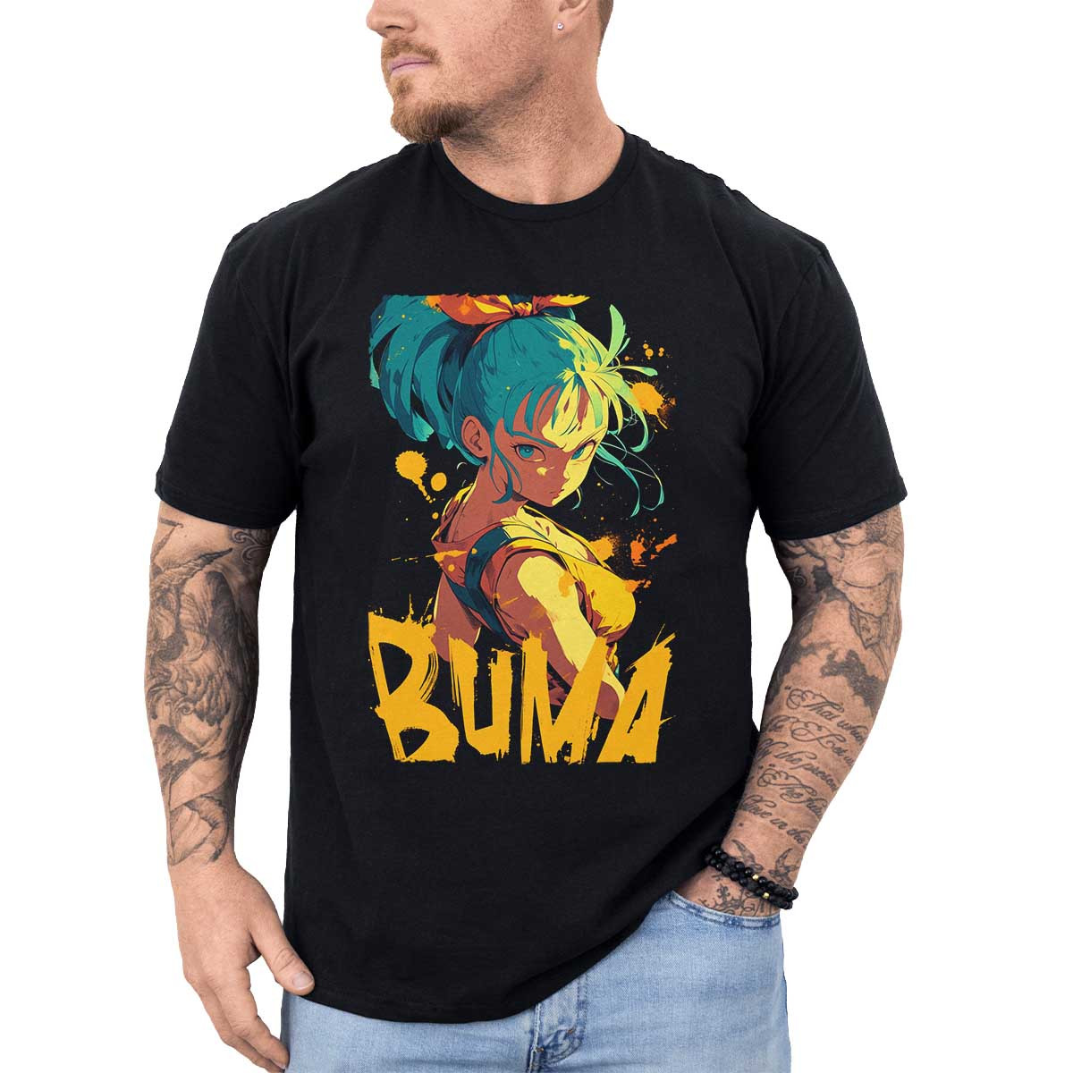 poleras-anime-bulma-pop-art-en-colores-albaricoque-y-topacio