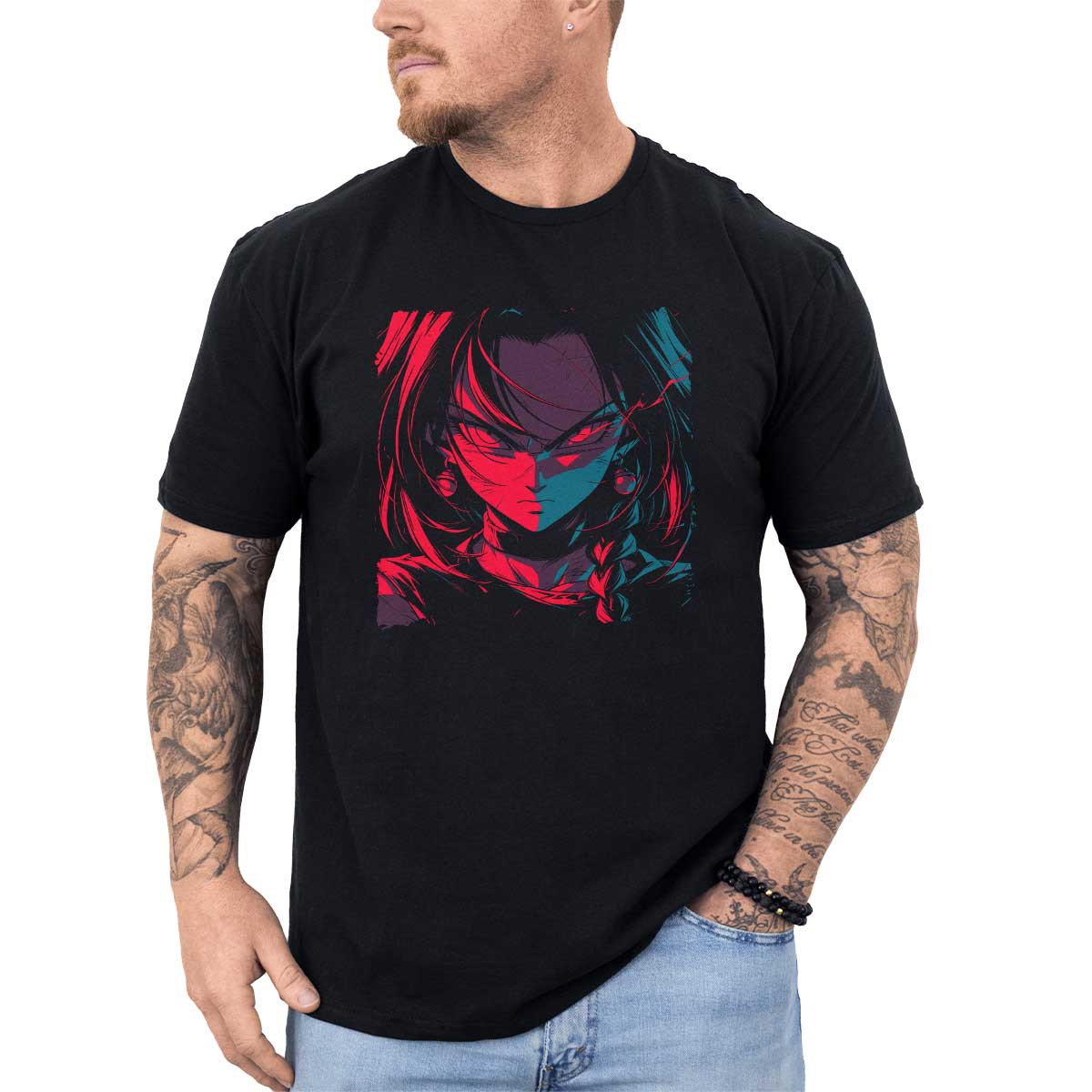 poleras-anime-detalle-videl-face-closeup-en-colores-iridiscentes-y-ladrillo