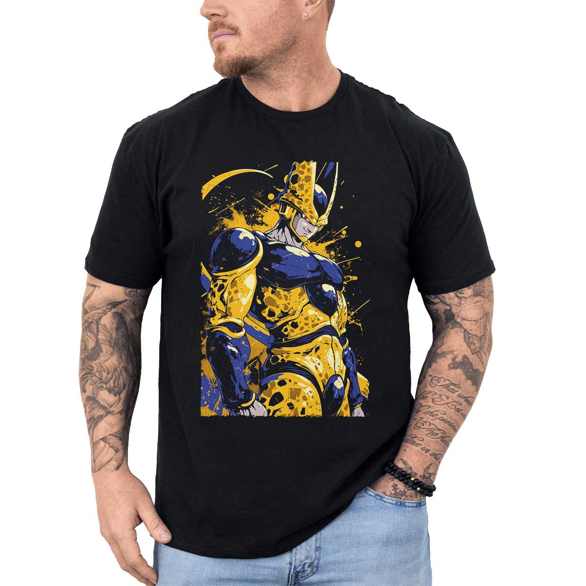 poleras-anime-dise-o-cell-con-look-determinado-en-mostaza-y-zafiro