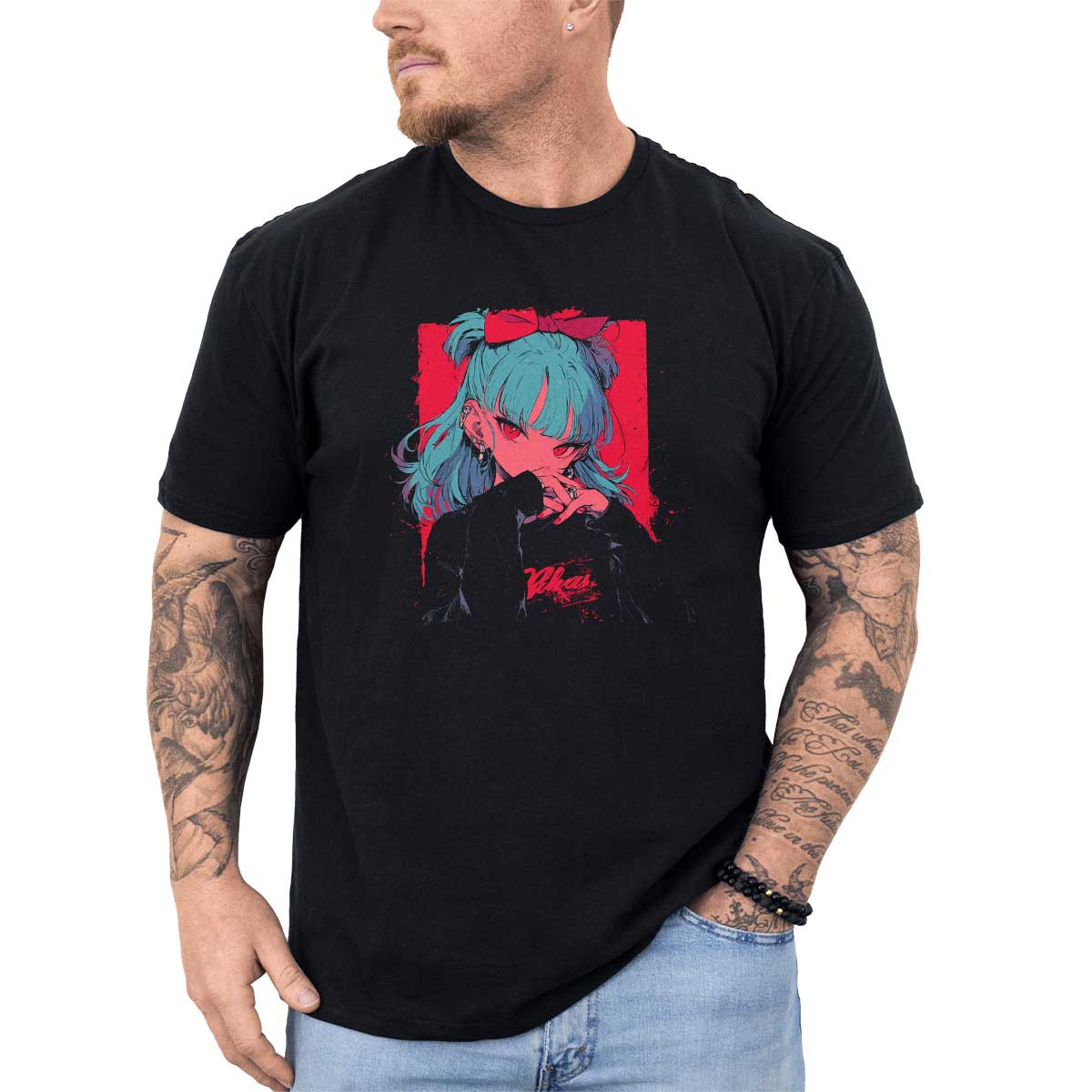 poleras-anime-estampada-frontal-profundidad-bulma-sketch-en-tonos-mezclados-y-rojo
