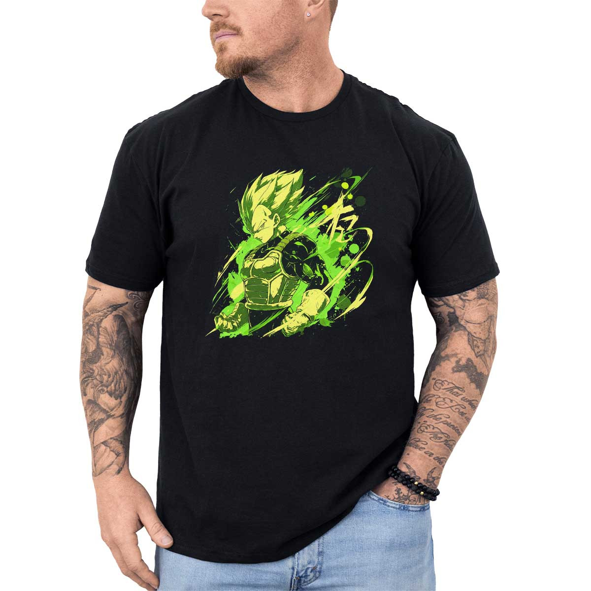 poleras-anime-vegeta-en-armadura-saiyan-saga-en-pastel-y-chartreuse