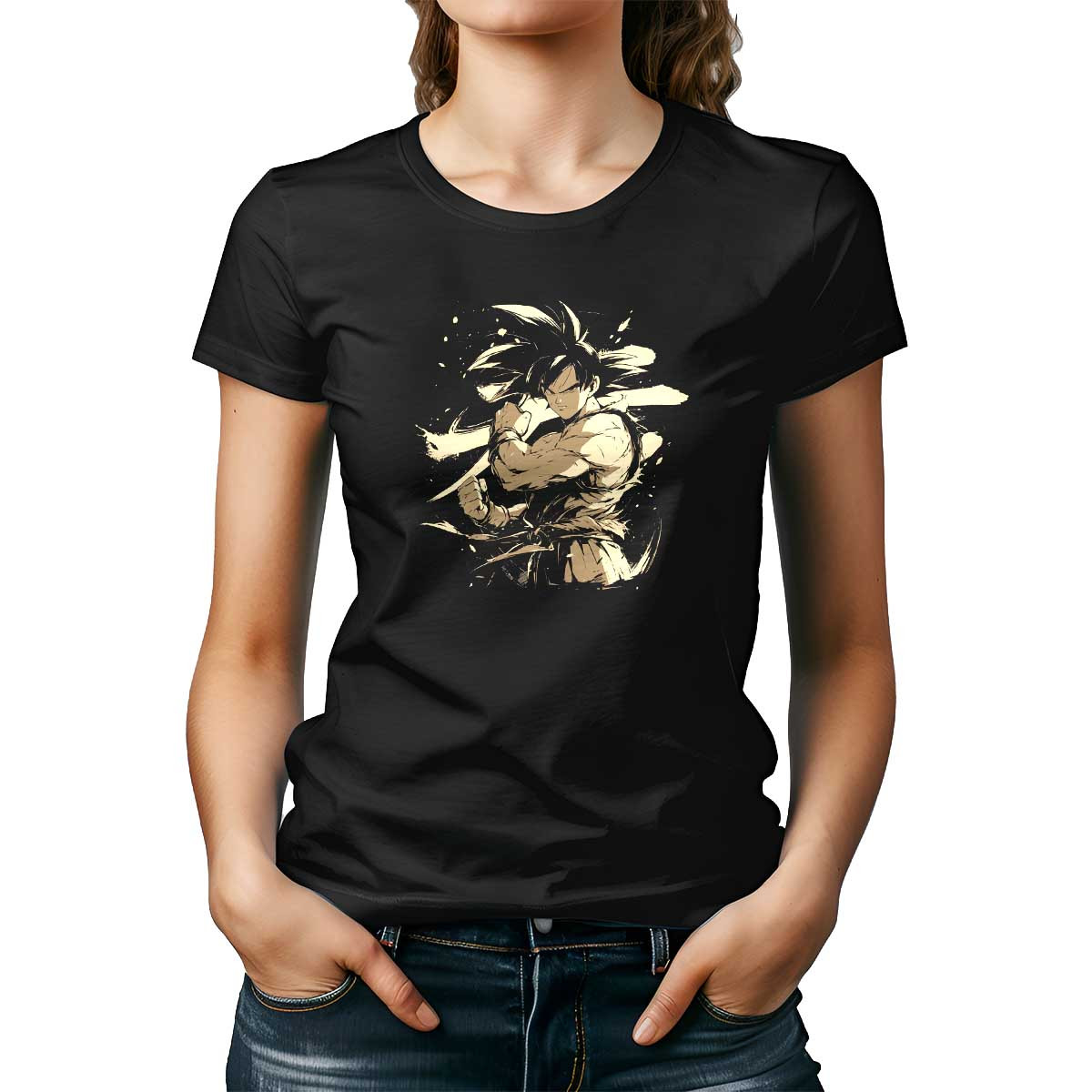poleras-dragon-ball-arte-grafico-goku-en-postura-de-combate-taupe-