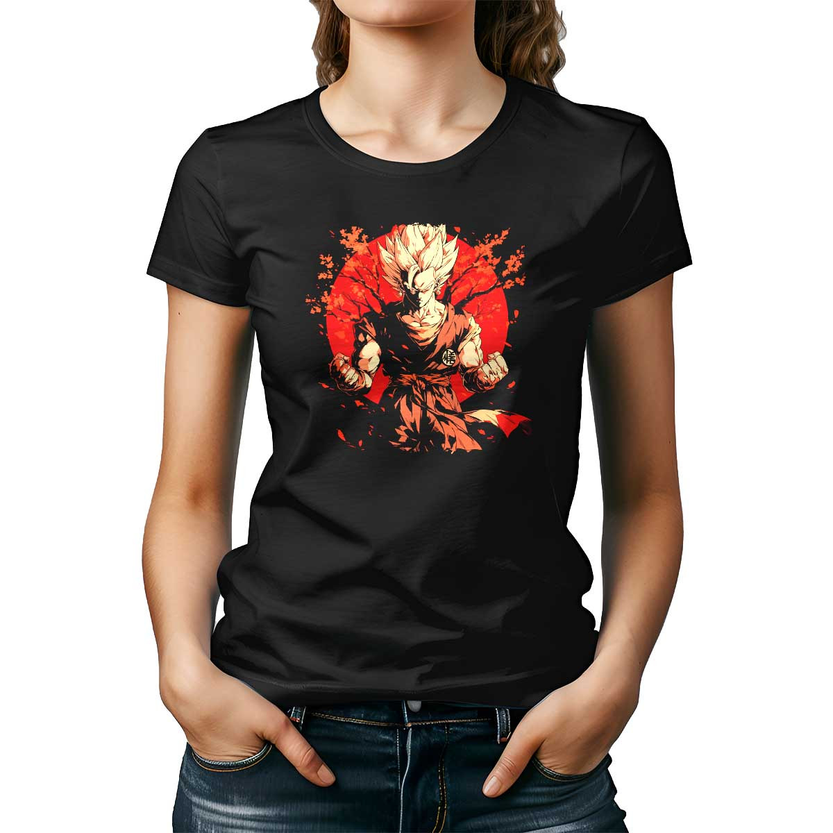 poleras-dragon-ball-minimalismo-vegito-flores-cerezo-en-naranja-iridiscente