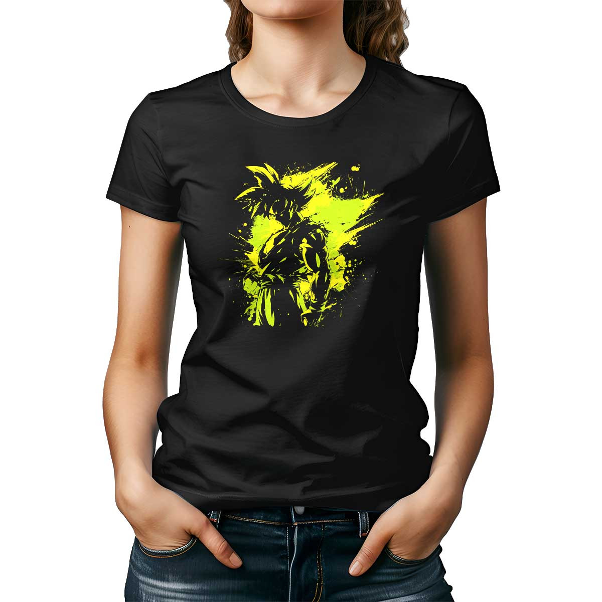 poleras-goku-silueta-luminosa-amarillo-y-verde
