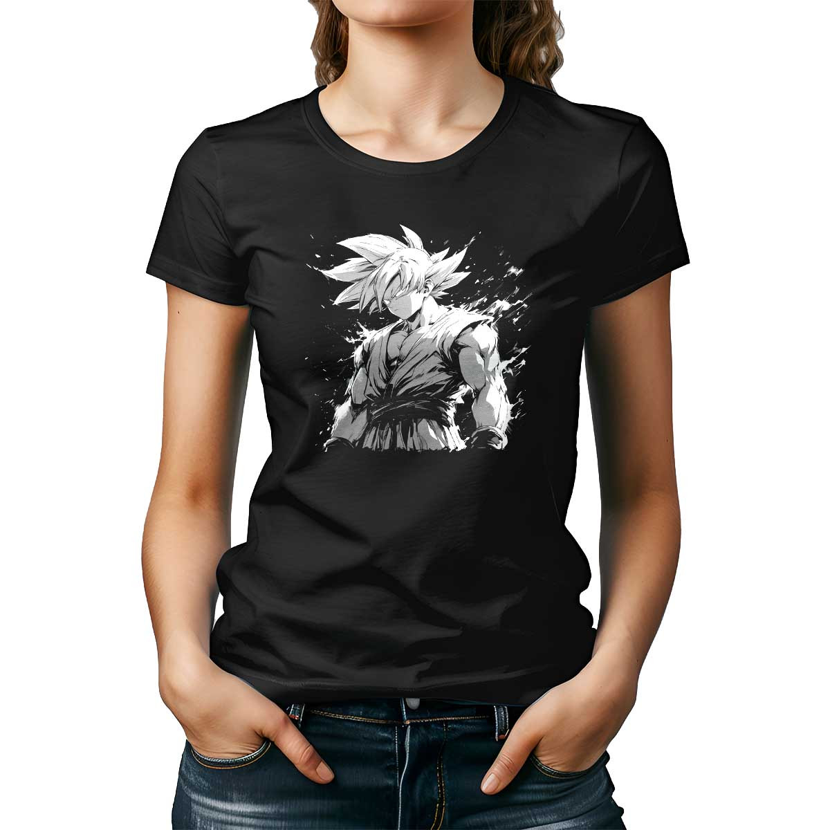 poleras-goku-sketch-en-colores-helecho-y-carb-n