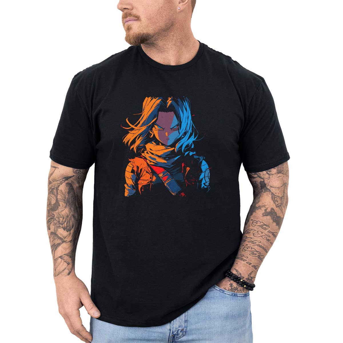 poleras-hombre-anime-android-17-en-tiffany-blue-y-terracota