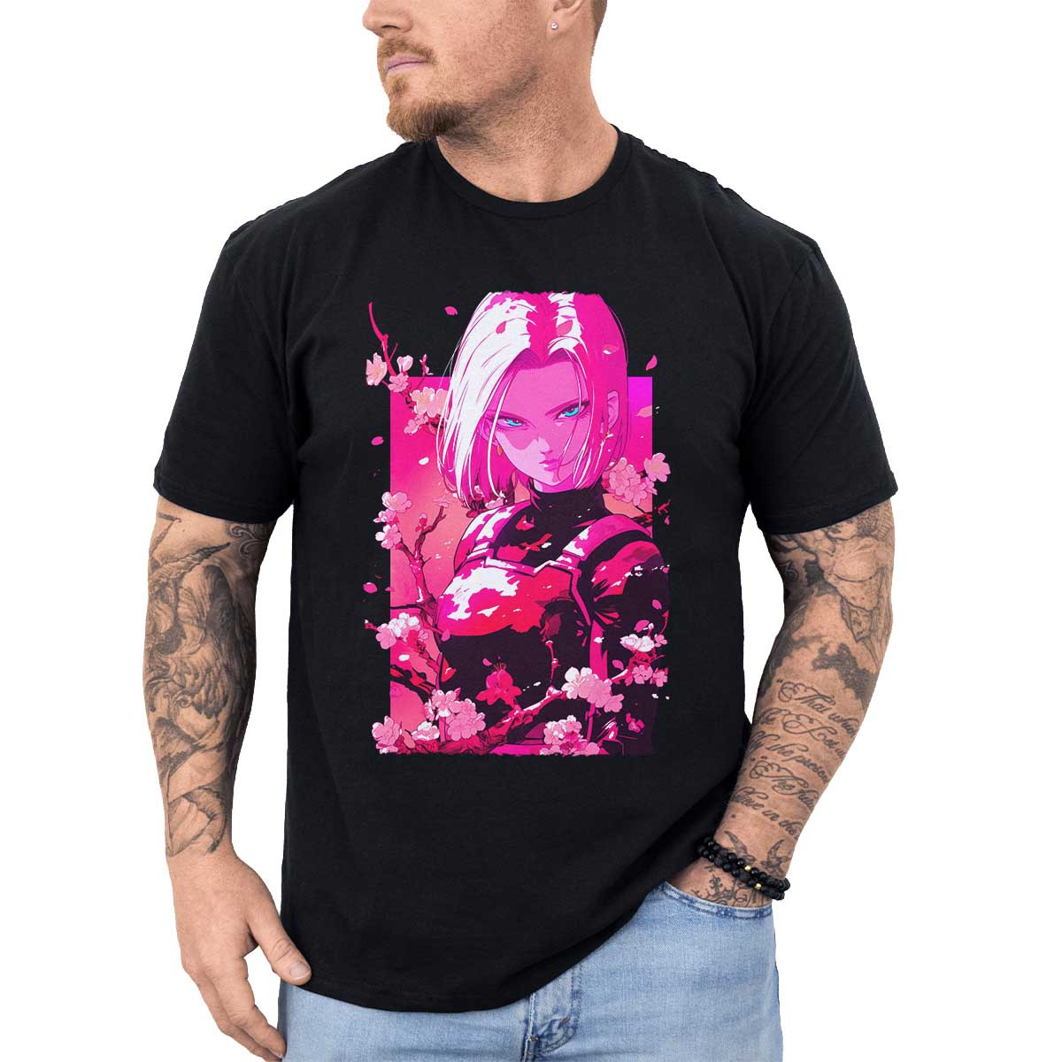 poleras-hombre-anime-android-18-cerezas-magenta-y-blanco