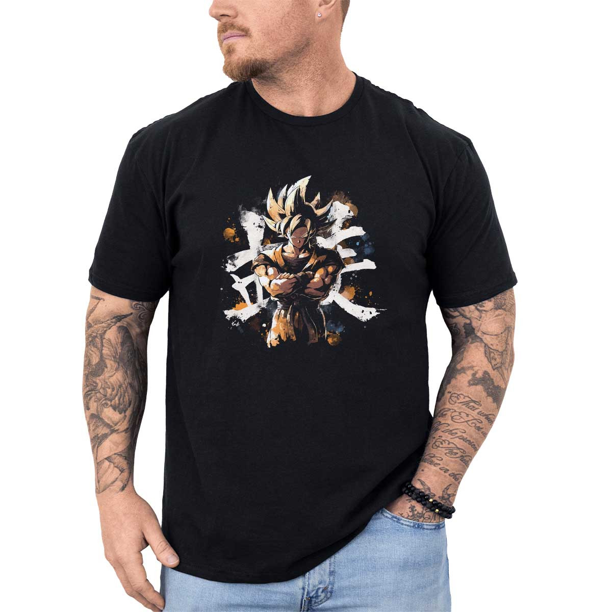 poleras-hombre-anime-goku-en-armadura-saiyan-acuarela