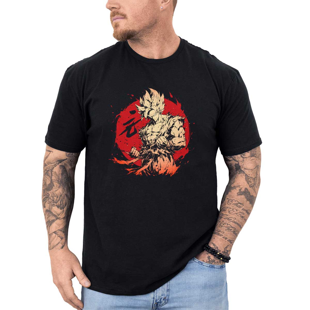 poleras-hombre-anime-goku-saiyan-armadura-en-colores-crema-y-escarlata