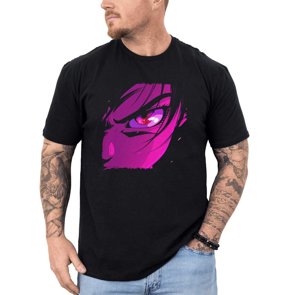 poleras-hombre-anime-videl-eyes-en-colores-saturados-y-fucsia