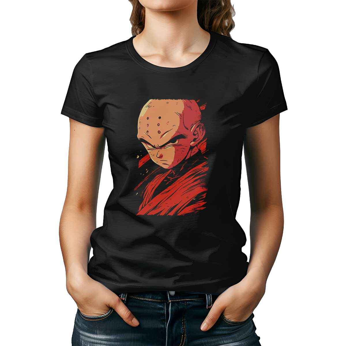 poleras-krillin-face-closeup-en-escarlata-y-colores-vibrantes