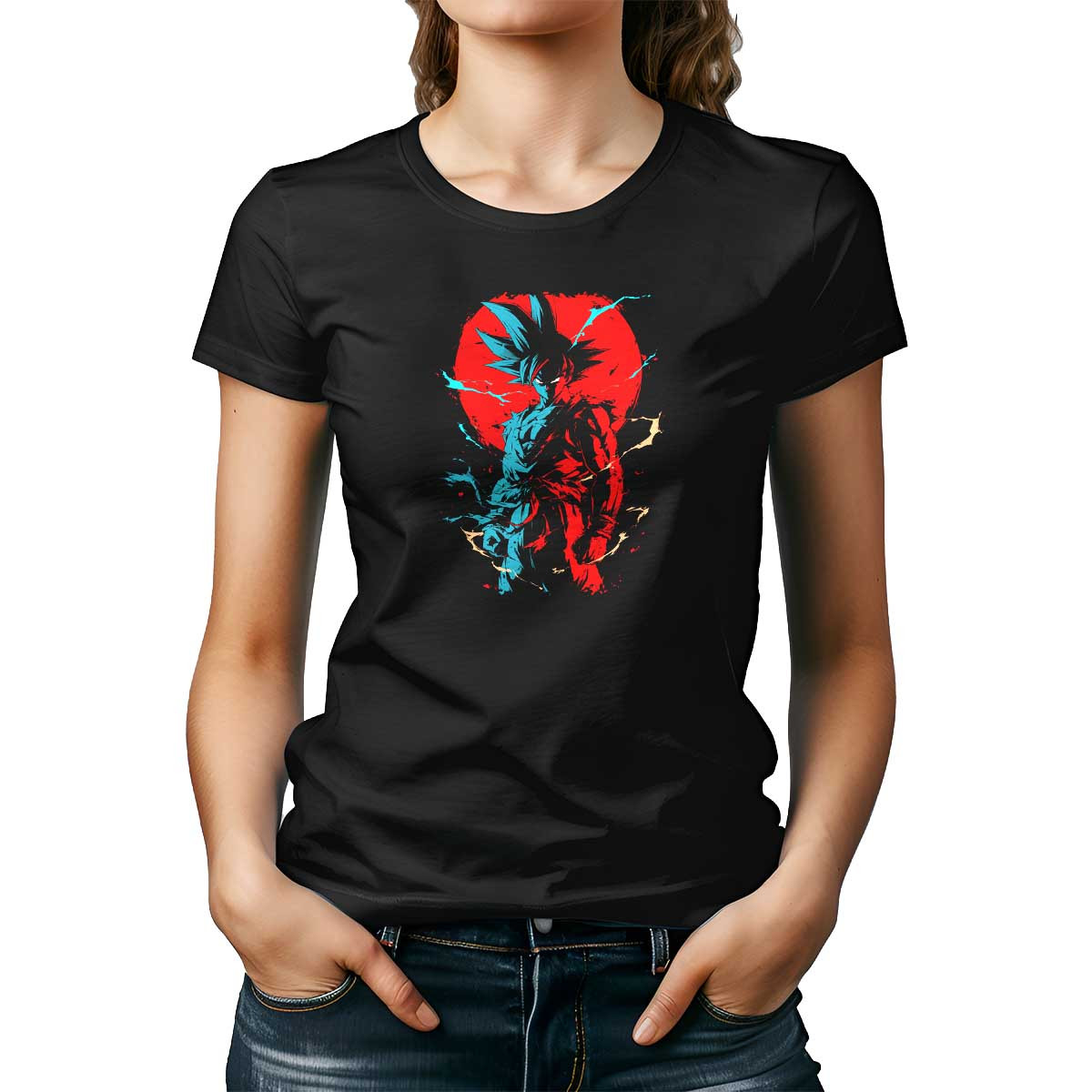 poleras-mujer-estampada-brillante-goku-full-power-en-bosque-y-alabastro