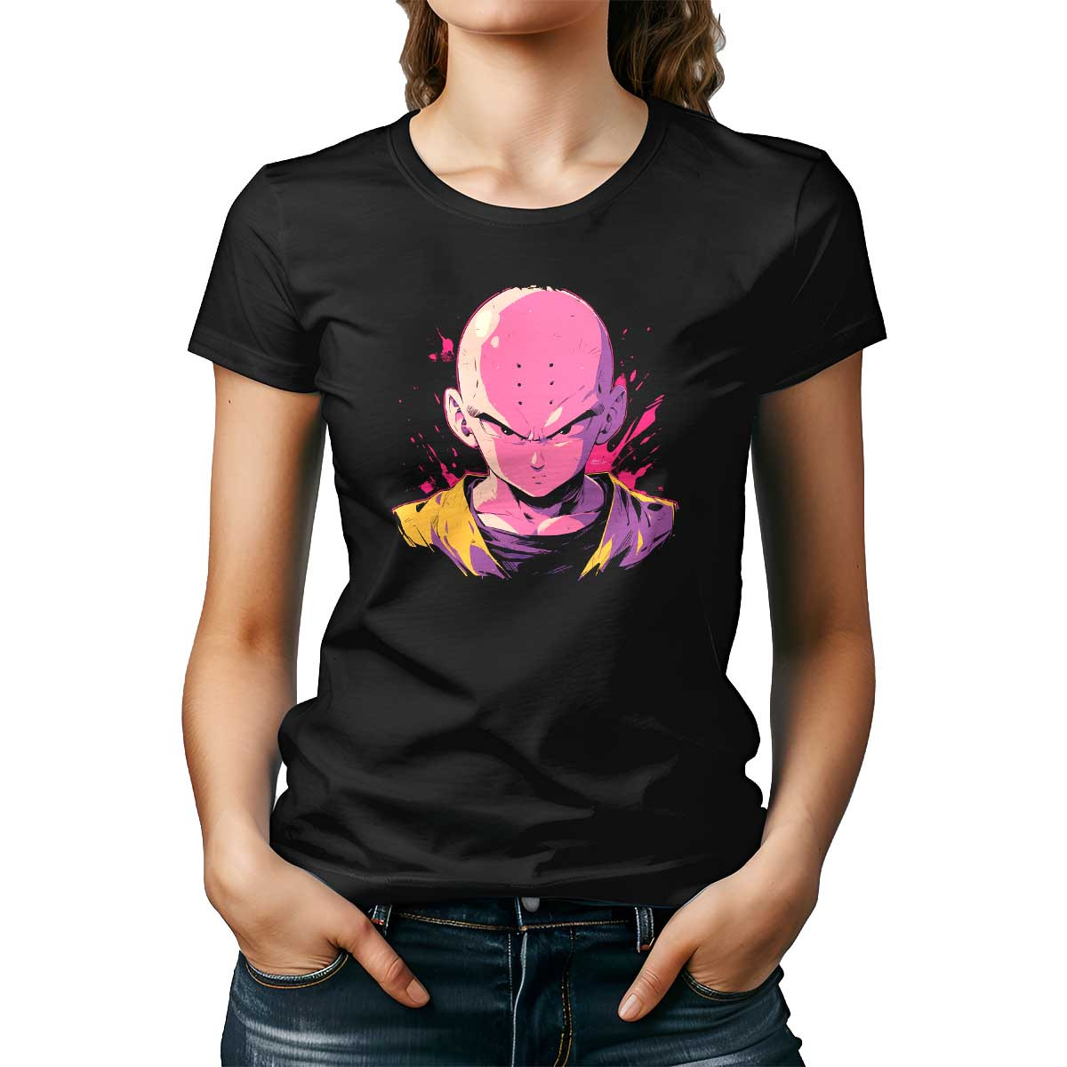 poleras-mujer-estampado-colorido-de-krillin-en-mantequilla-y-rosa