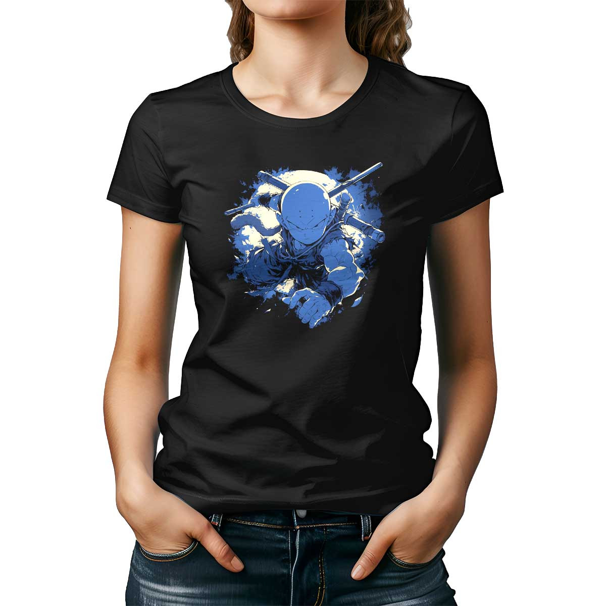 poleras-mujer-exuberantes-krillin-sketch-en-azul-tintado-y-celeste