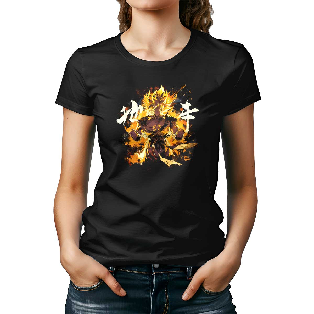 poleras-mujer-goku-super-saiyan-acuarela