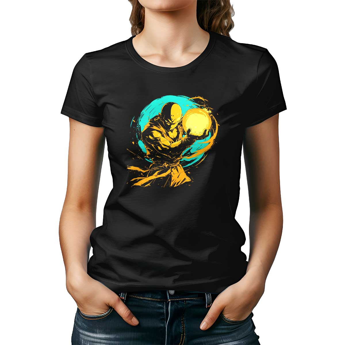 poleras-mujer-krillin-full-power-en-colores-azafr-n-y-verde-agua