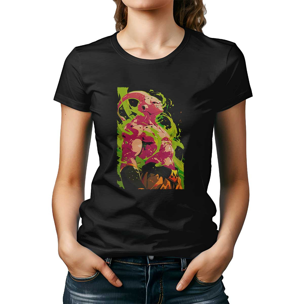 poleras-mujer-majin-buu-en-colores-lima-y-naranja