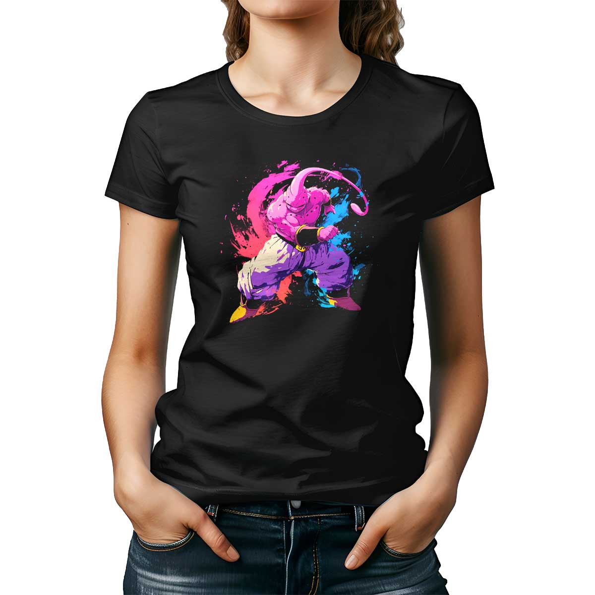poleras-mujer-majin-buu-en-pose-de-lucha-arco-ris-y-colores-delicados-02