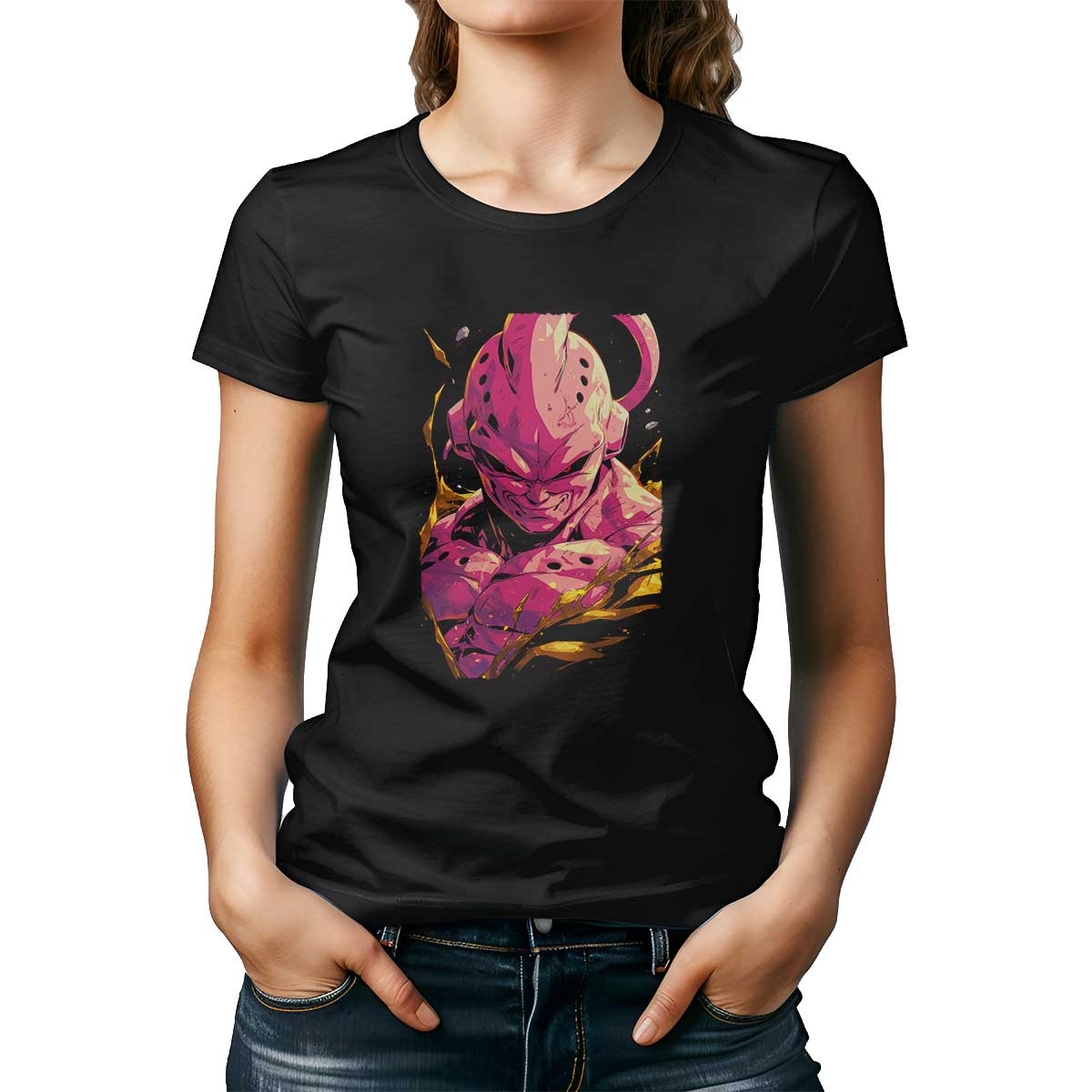 poleras-mujer-majin-buu-mirada-decidida-en-colores-suaves-y-albaricoque-