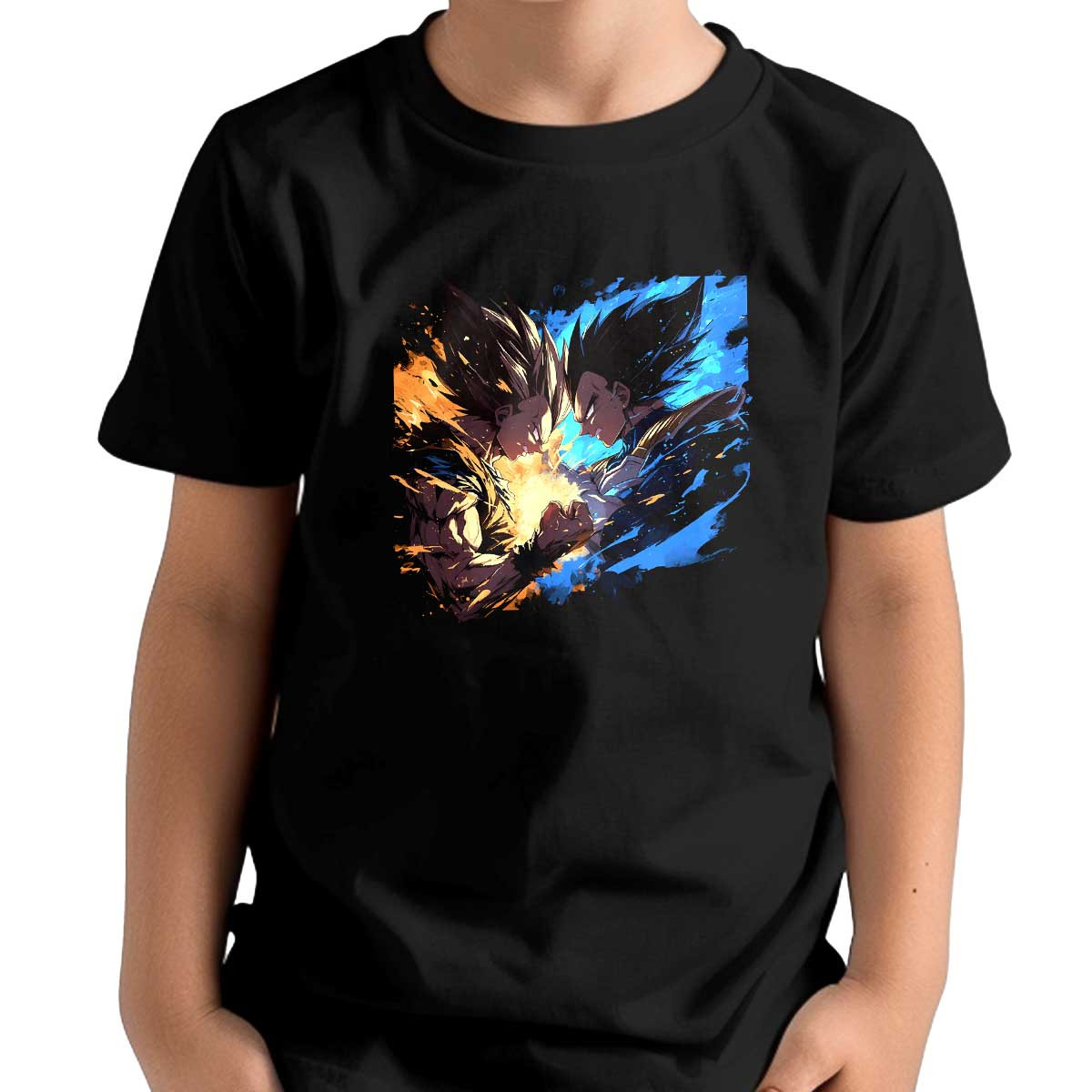 poleras-vegeta-fighting-en-azul-cielo-y-tangerina