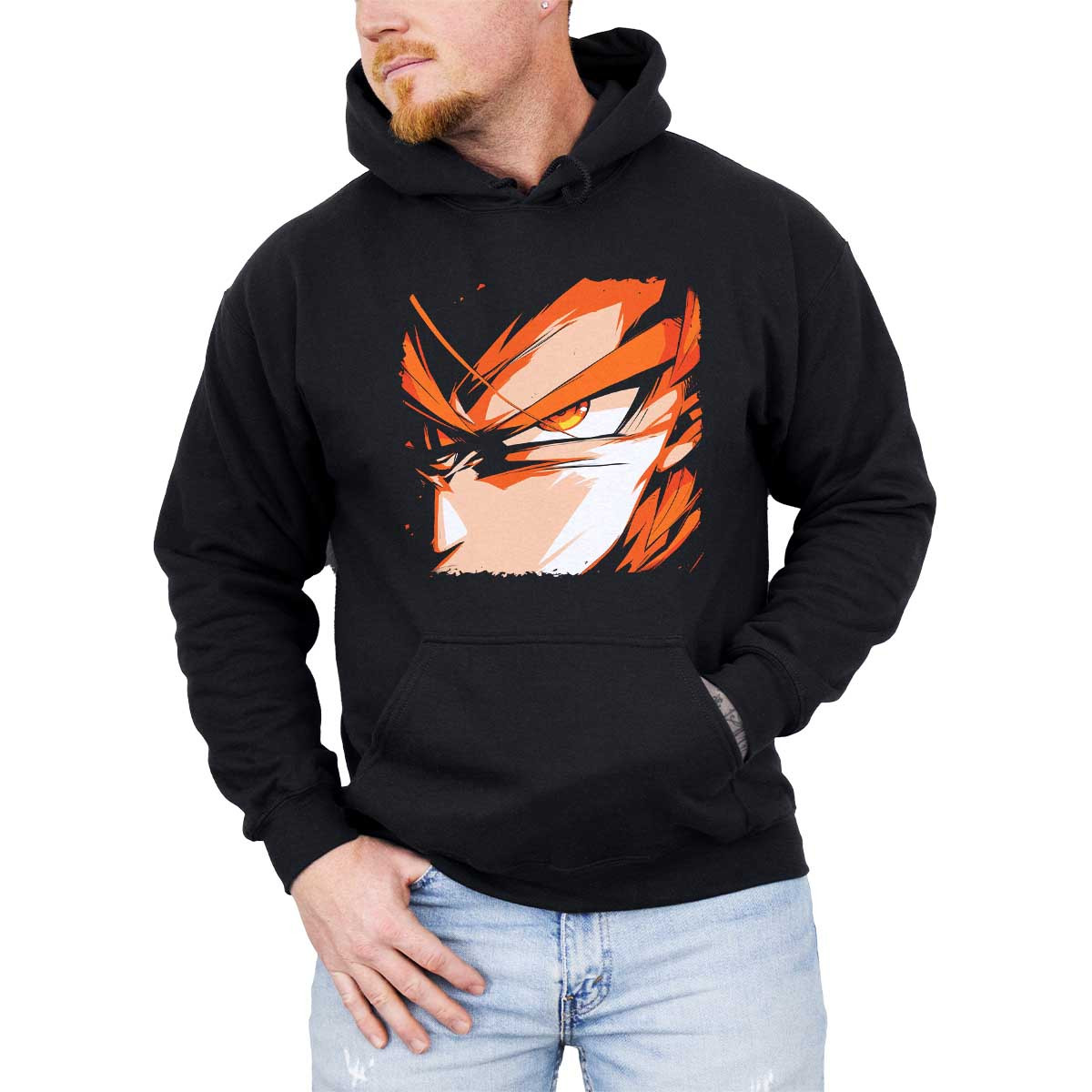 poleron-anime-goku-eyes-closeup-en-colores-mandarina-y-cuervo